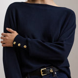 Lauren Ralph Lauren Cotton-Blend Dolman-Sleeve Jumper In Navy