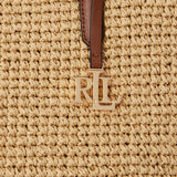 Lauren Ralph Lauren Crocheted Straw Large Lainey Tote Bag in Natural/Lauren Tan