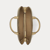 Lauren Ralph Lauren Crosshatch Leather Large Hanna Satchel In Birch Tan