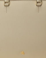 Lauren Ralph Lauren Crosshatch Leather Large Hanna Satchel In Birch Tan