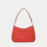 Lauren Ralph Lauren Crosshatch Leather Medium Danni Bag in Bright Vermilion