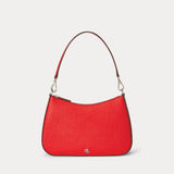 Lauren Ralph Lauren Crosshatch Leather Medium Danni Bag in Bright Vermilion