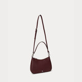 Lauren Ralph Lauren Crosshatch Leather Medium Danni Bag in Dark Garnet