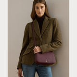 Lauren Ralph Lauren Crosshatch Leather Medium Danni Bag in Dark Garnet