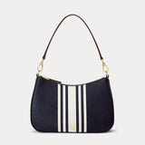 Lauren Ralph Lauren Crosshatch Leather Medium Danni Bag Navy Vanilla