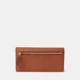 Lauren Ralph Lauren Crosshatch Leather Slim Wallet In Tan