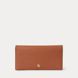 Lauren Ralph Lauren Crosshatch Leather Slim Wallet In Tan