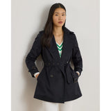 Lauren Ralph Lauren Double-Breasted Cotton-Blend Trench Coatt in Dark Navy