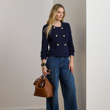 Lauren Ralph Lauren Double-Breasted Cotton Jumper Jacket in Navy