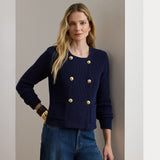 Lauren Ralph Lauren Double-Breasted Cotton Jumper Jacket in Navy