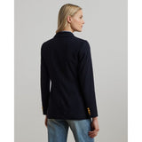 Lauren Ralph Lauren Double-Breasted Wool Crepe Blazer In Navy