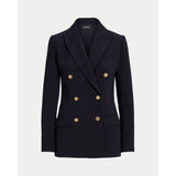 Lauren Ralph Lauren Double-Breasted Wool Crepe Blazer In Navy
