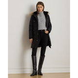 Lauren Ralph Lauren Faux-Fur-Trim Hooded Down Coat In Black