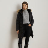 Lauren Ralph Lauren Faux-Fur-Trim Hooded Down Coat In Black