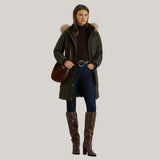 Lauren Ralph Lauren Faux-fur-trim Hooded Down Coat In Litchfield Loden