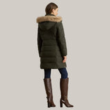 Lauren Ralph Lauren Faux-fur-trim Hooded Down Coat In Litchfield Loden