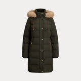 Lauren Ralph Lauren Faux-fur-trim Hooded Down Coat In Litchfield Loden