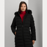 Lauren Ralph Lauren Faux Fur Trim Quilted Hooded Coat Black
