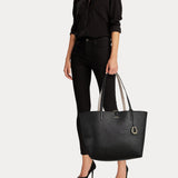 Lauren Ralph Lauren Faux-Leather Reversible Tote in Black / Taupe