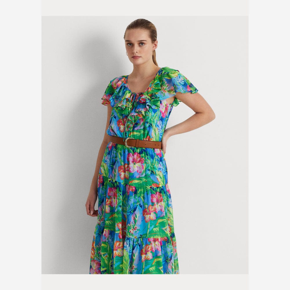 ralph lauren floral georgette midi dress Lauren Ralph Lauren Floral Crinkle Georgette Tiered Dress
