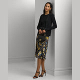 Lauren Ralph Lauren Floral Satin Charmeuse Midi Skirt In Black
