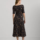 Lauren Ralph Lauren Floral Stretch Cotton Midi Dress In Navy Multi