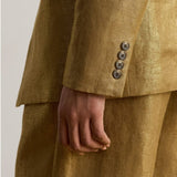 Lauren Ralph Lauren Foiled Linen Blazer In Brown Gold Foil