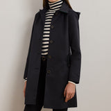 Lauren Ralph Lauren Hooded Cotton-Blend Balmacaan Coat In Dark Navy