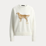 Lauren Ralph Lauren Intarsia-Knit Golden Retriever Jumper in White Multi