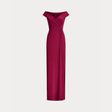 Lauren Ralph Lauren Jersey Off-the-shoulder Gown In Fuchsia Berry