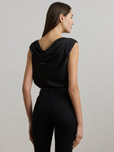 Lauren Ralph Lauren Kinthea Satin Top In Black
