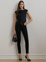 Lauren Ralph Lauren Kinthea Satin Top In Black