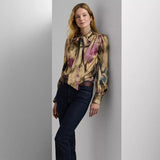 Lauren Ralph Lauren Klaryce Floral Top In Tan/Multi