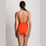Lauren Ralph Lauren Knotted Keyhole Swimsuit In Sunburst Orange