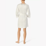 Lauren Ralph Lauren Lace Detail Signature Satin Kimono Robe, Ivory
