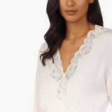 Lauren Ralph Lauren Lace Detail Signature Satin Kimono Robe, Pink