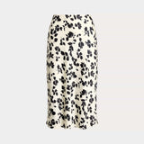 Lauren Ralph Lauren Leaf-Print Satin Charmeuse Midi Skirt in Cream/Black