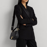 Lauren Ralph Lauren Leather Medium Tanner Crossbody Bag In Black