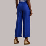 Lauren Ralph Lauren Linen-Blend Twill Cropped Trousers In New Sapphire