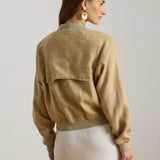 Lauren Ralph Lauren Linen Flight Jacket In Birch Tan