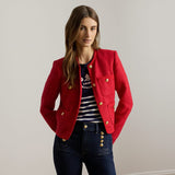 Lauren Ralph Lauren Linen Herringbone Cropped Jacket In Red