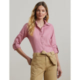 Lauren Ralph Lauren Linen Long Sleeve Shirt In Rose Mauve