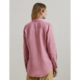 Lauren Ralph Lauren Linen Long Sleeve Shirt In Rose Mauve