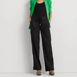 Lauren Ralph Lauren Linen Wide-Leg Trouser in Black