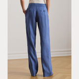 Lauren Ralph Lauren Linen Wide-Leg Trouser in Carson Blue