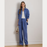 Lauren Ralph Lauren Linen Wide-Leg Trouser in Carson Blue
