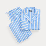 Lauren Ralph Lauren Logo Striped Sateen Sleep Set In Blue