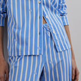 Lauren Ralph Lauren Logo Striped Sateen Sleep Set In Blue