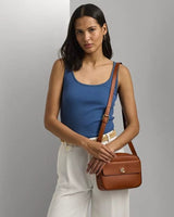 Lauren Ralph Lauren Marcy Camera Medium Leather Crossbody In Lauren Tan