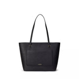 Lauren Ralph Lauren Medium Karly Crosshatch Leather Tote In Black